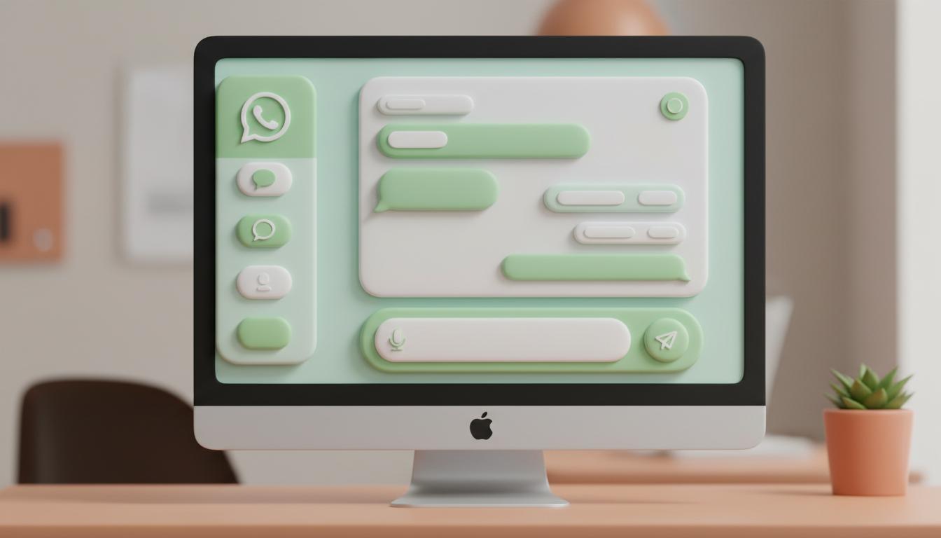 拟物风格的WhatsApp网页版3D界面展示
